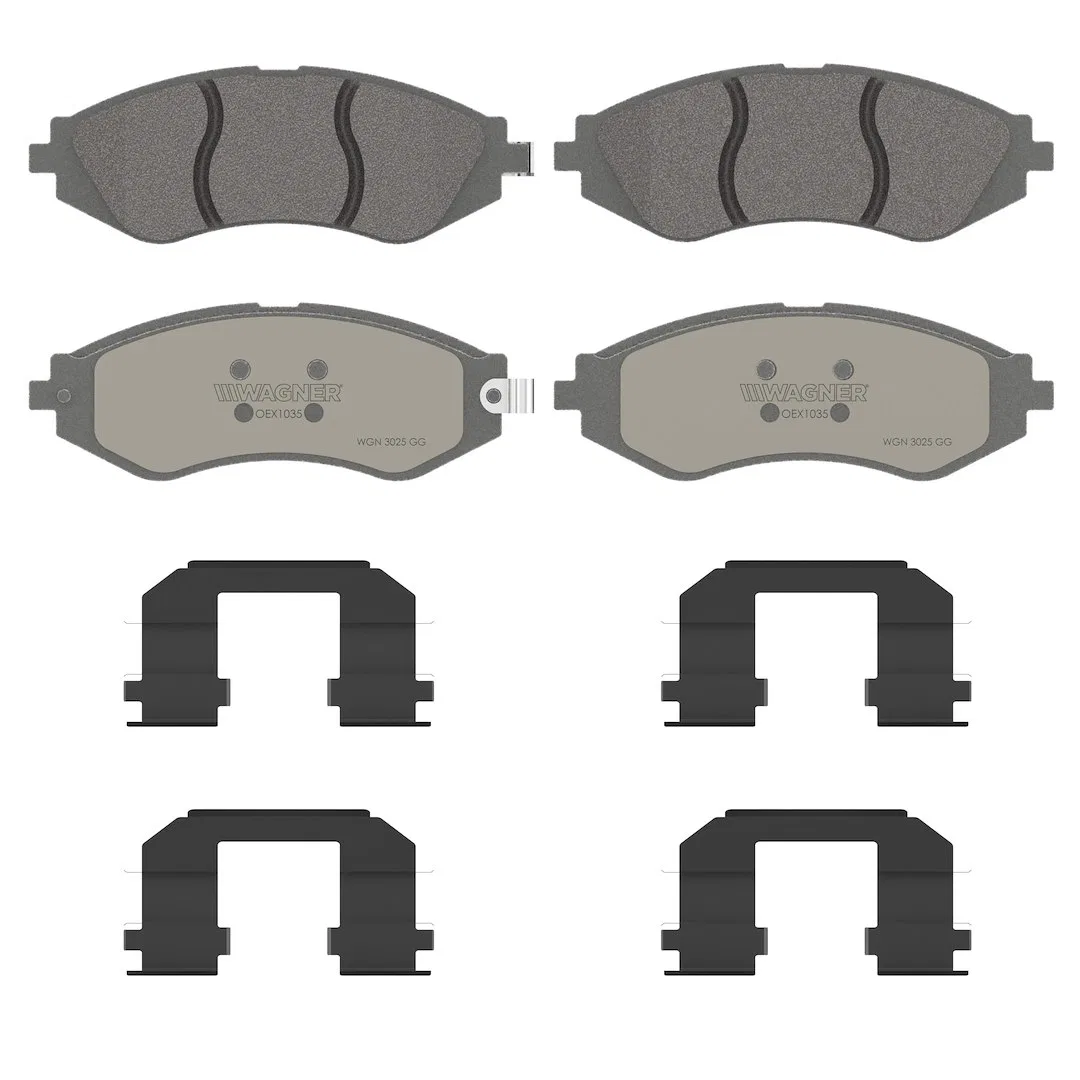 OEX1035 – WAGNER BRAKE Brake Pad, FMSI Number D1035-7779 Ceramic Set Of 4 With Pad Shims/ Abutment Clips/ Pad Wear Se...